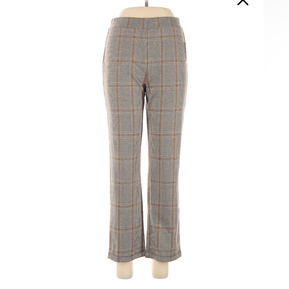 Sanctuary x Anthropologie Women’s Plaid Casual Pants Beige Brown Size L NWT